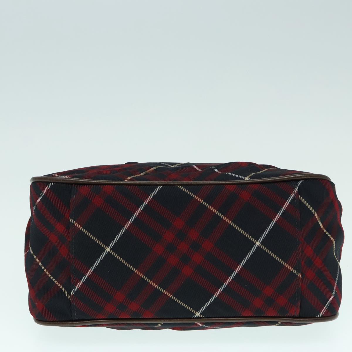 BURBERRY Nova Check Blue Label Hand Bag Canvas Red Auth hk1651