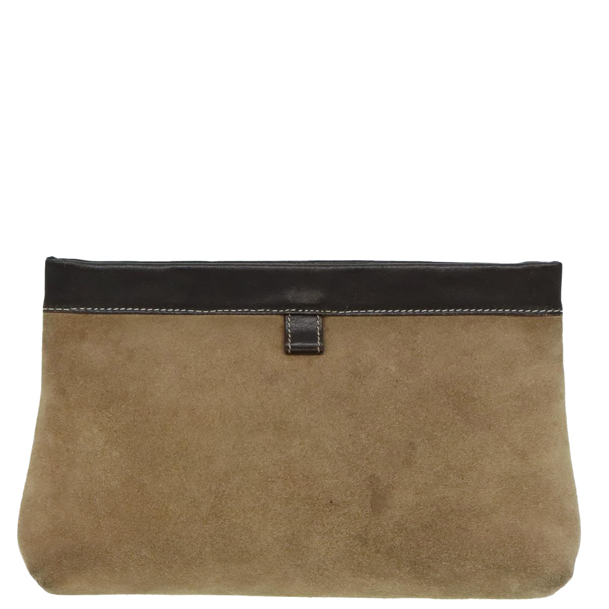 LOEWE anagram Clutch Bag Leather Beige Auth hk1656