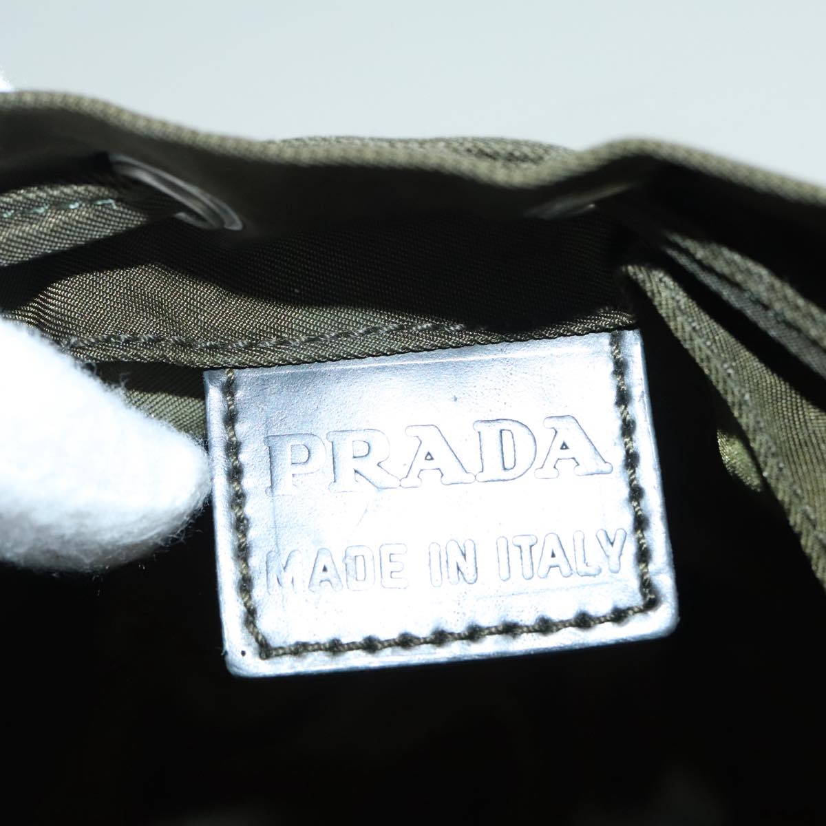 PRADA Pouch Nylon Khaki Auth hk1670