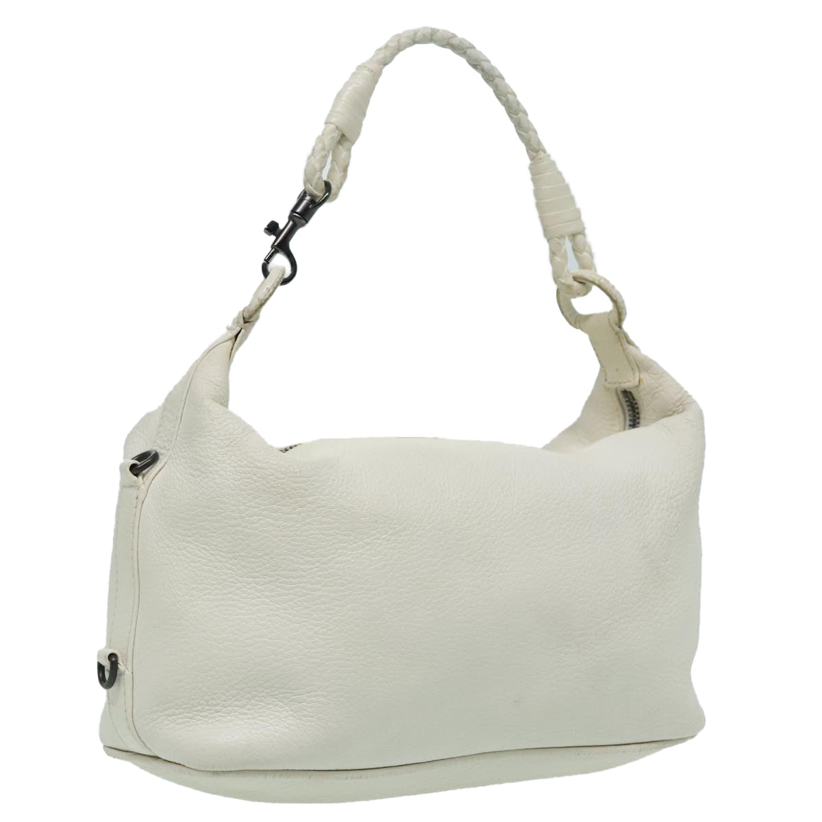 BOTTEGAVENETA Hand Bag Leather White Auth hk1675