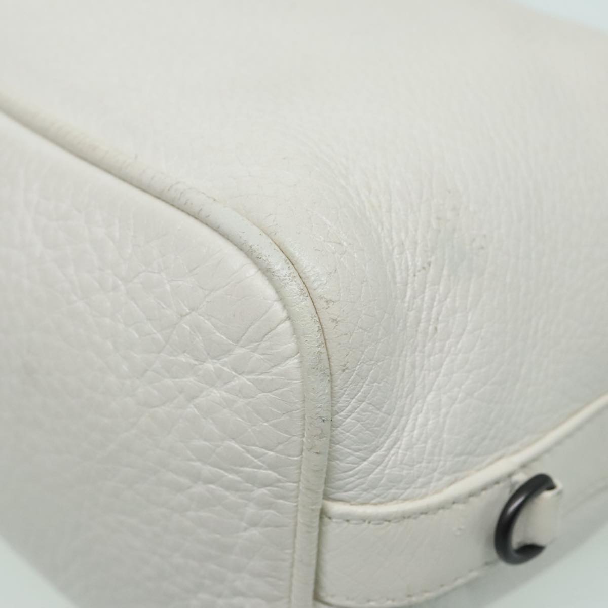 BOTTEGAVENETA Hand Bag Leather White Auth hk1675