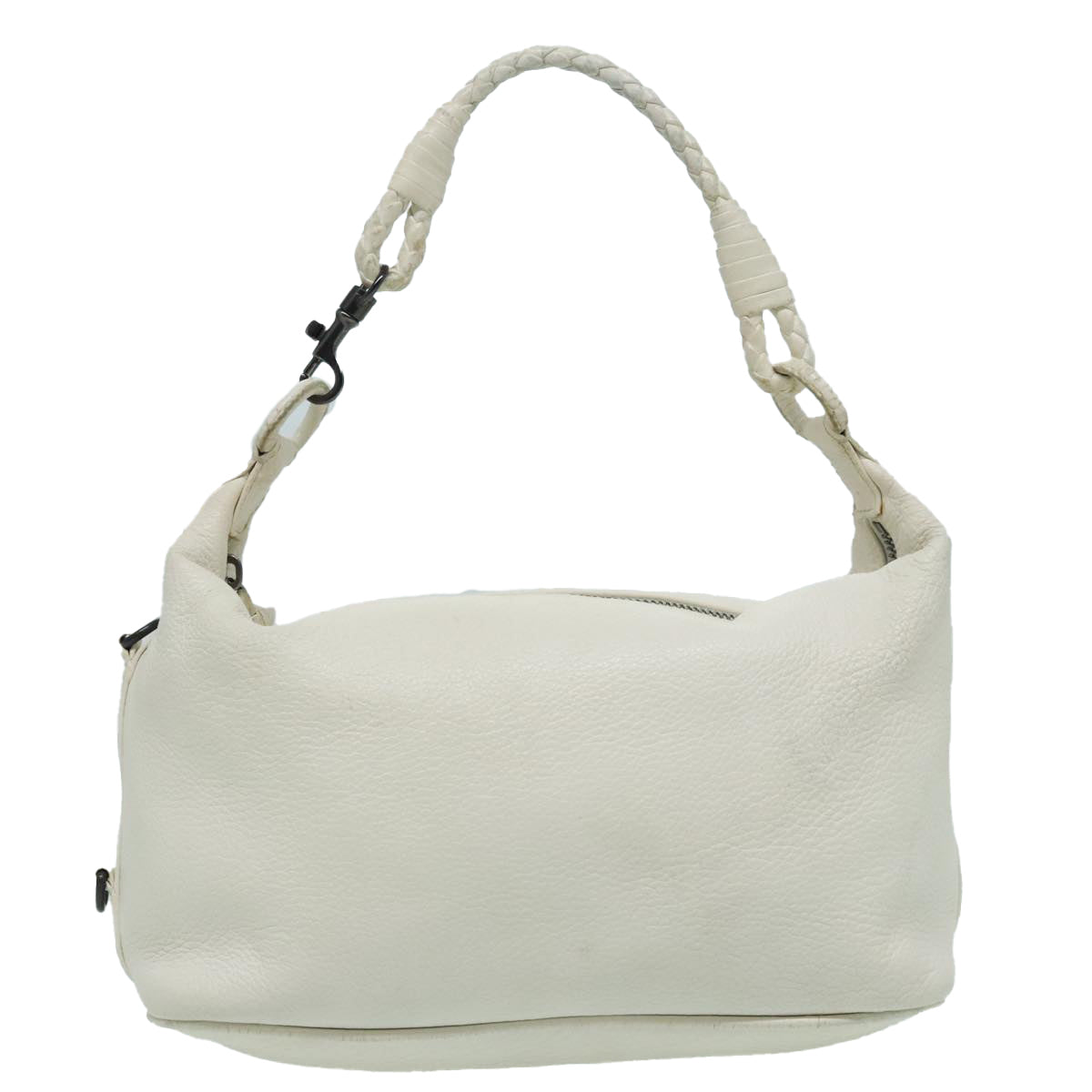 BOTTEGAVENETA Hand Bag Leather White Auth hk1675