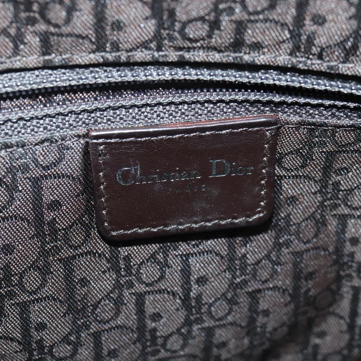 Christian Dior Lady Dior Canage Hand Bag Leather Beige Auth hk1676