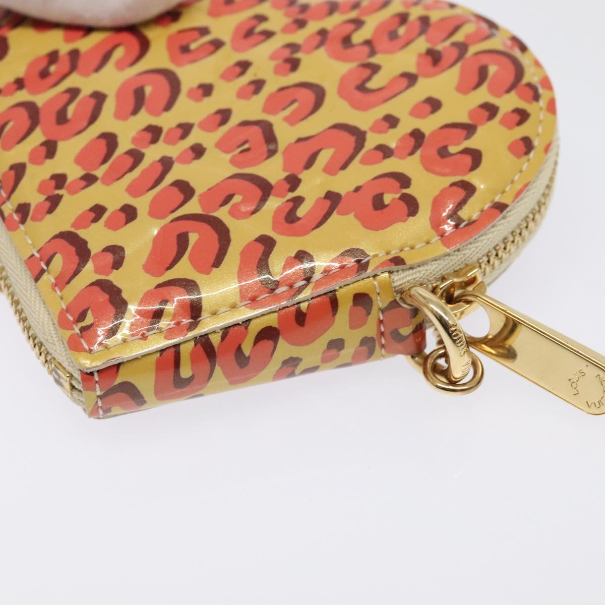 LOUIS VUITTON Vernis Leopard Porte Monnaie Coeur Broncorail M91473 Auth hk1694