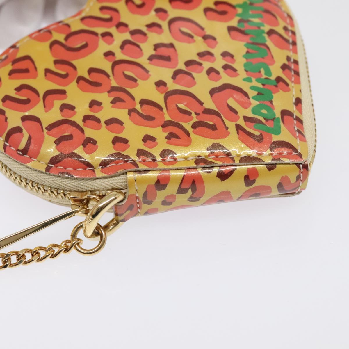 LOUIS VUITTON Vernis Leopard Porte Monnaie Coeur Broncorail M91473 Auth hk1694