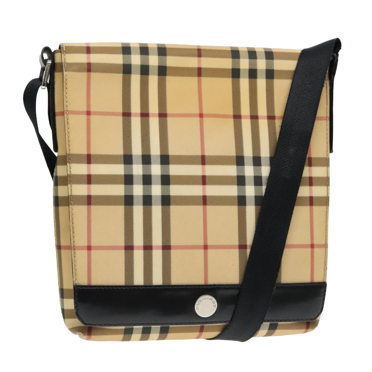 BURBERRY Nova Check Shoulder Bag PVC Beige Auth hk1702