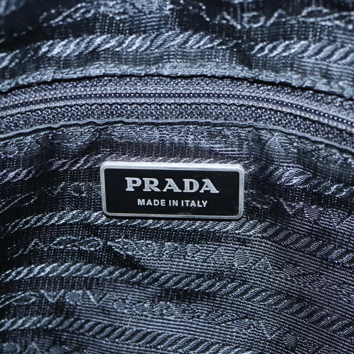 PRADA Shoulder Bag Nylon Black Silver Auth hk1705