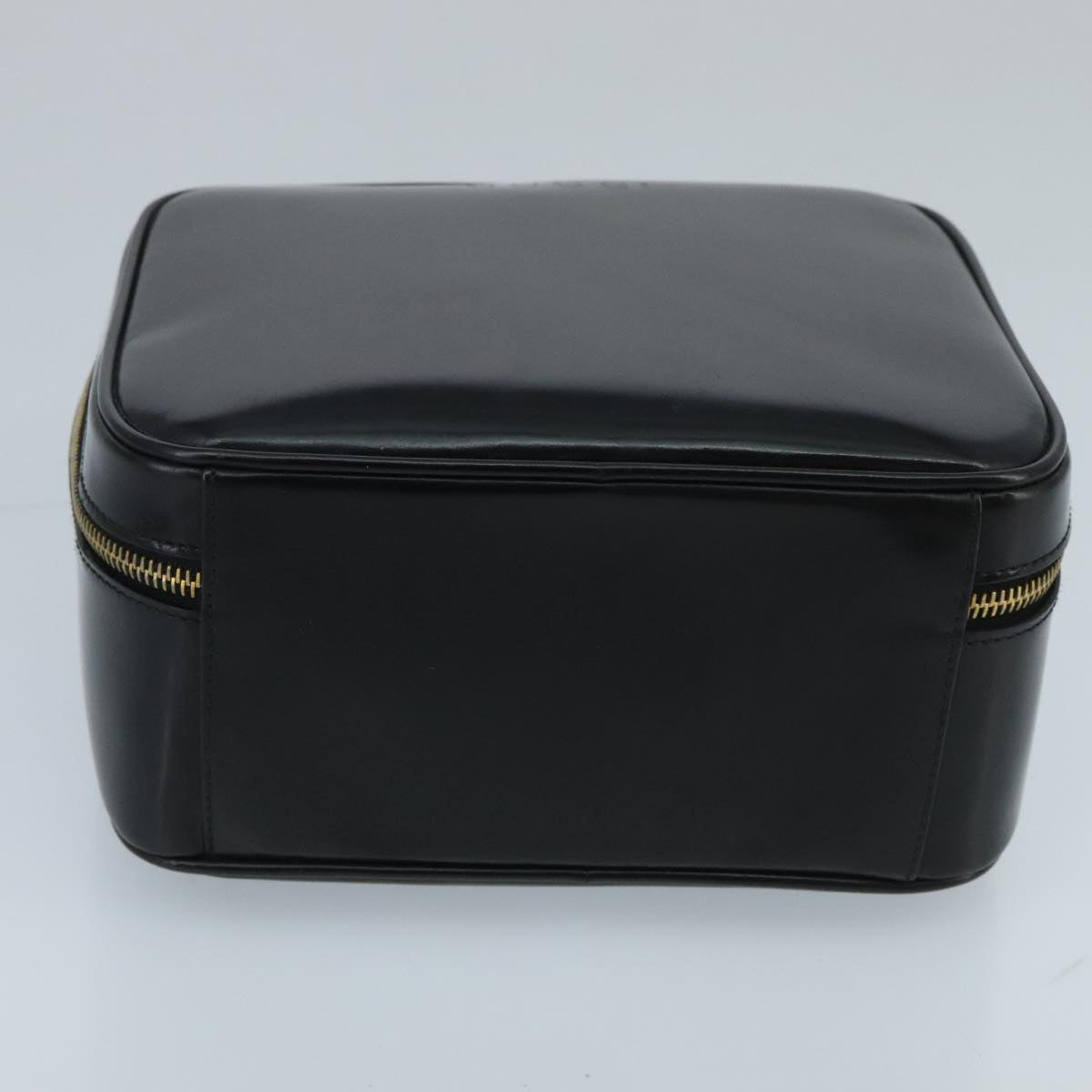 GUCCI Bamboo Vanity Pot Pouch Enamel 2way Black Gold 000 270 0323 Auth hk1713