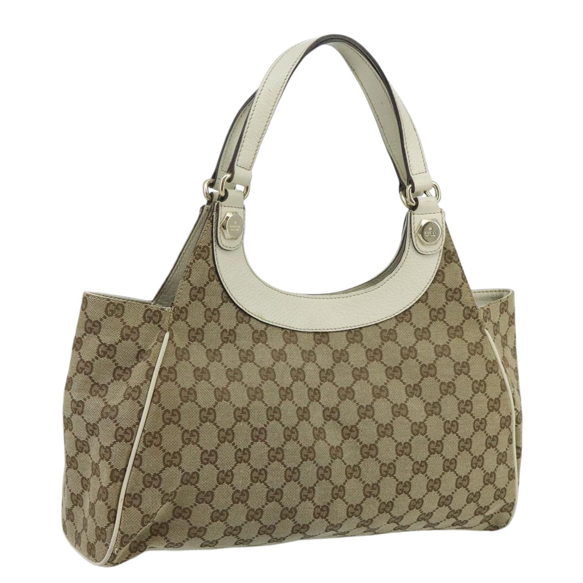 GUCCI GG Canvas Tote Bag Beige Gold 154981 Auth hk1722