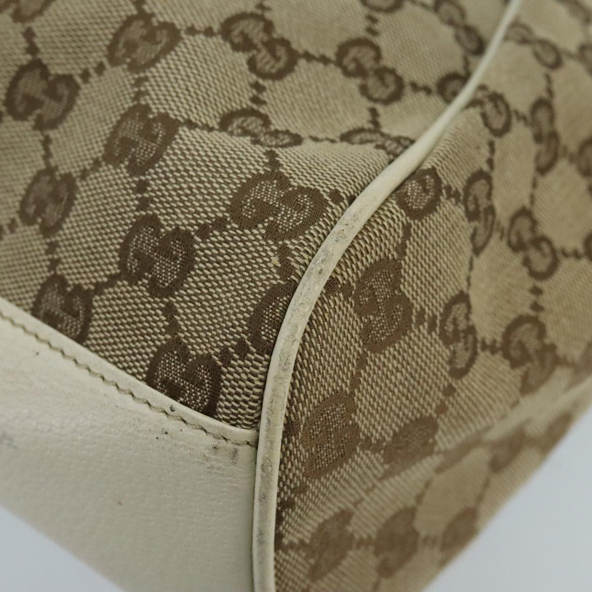 GUCCI GG Canvas Tote Bag Beige Gold 154981 Auth hk1722