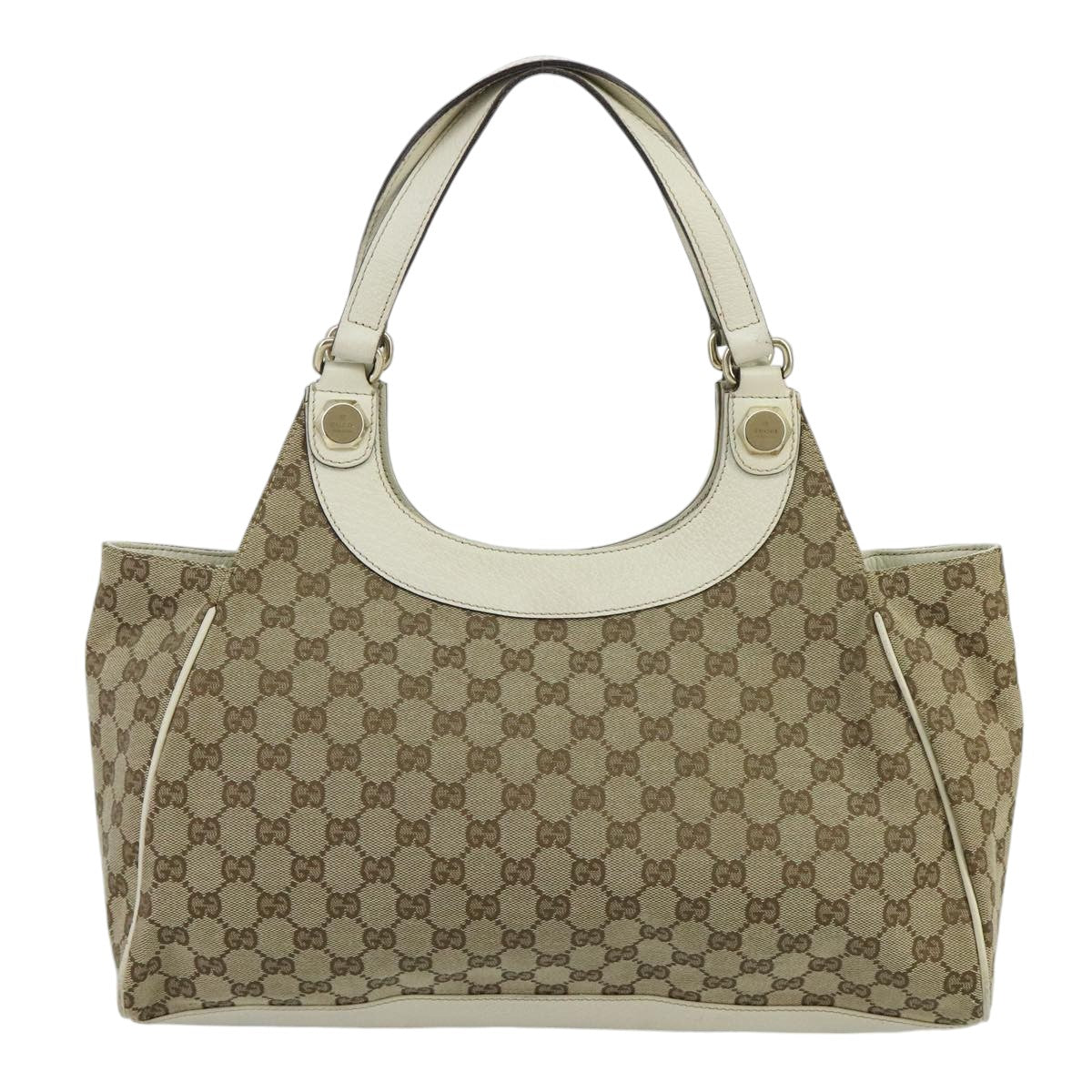 GUCCI GG Canvas Tote Bag Beige Gold 154981 Auth hk1722