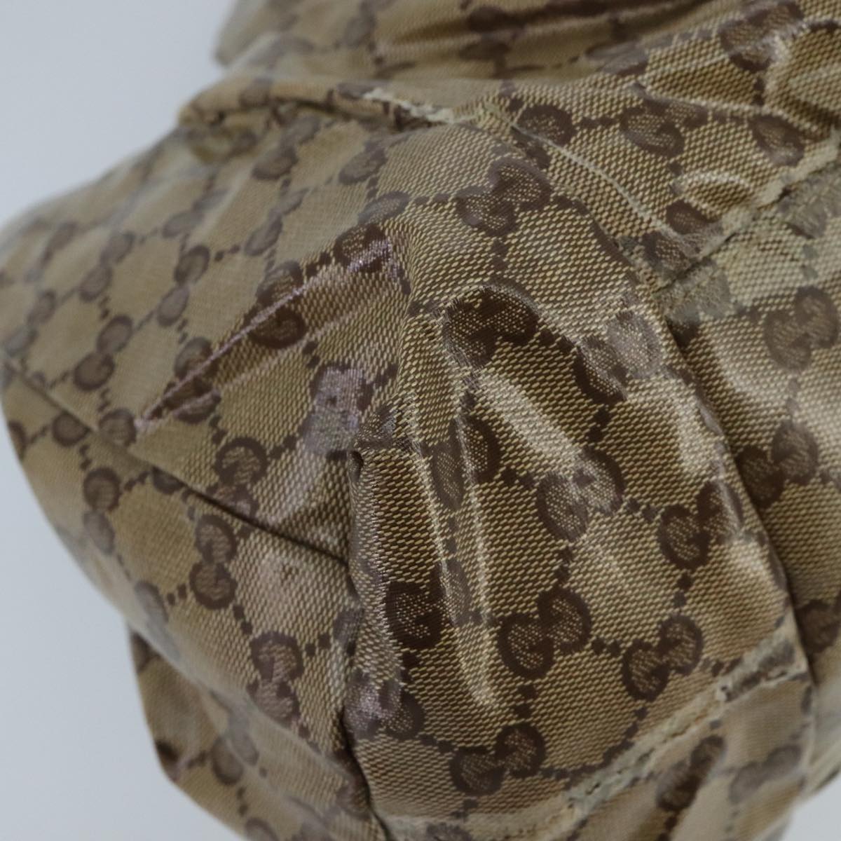 GUCCI GG Crystal Hand Bag Beige Gold 197020 Auth hk1740