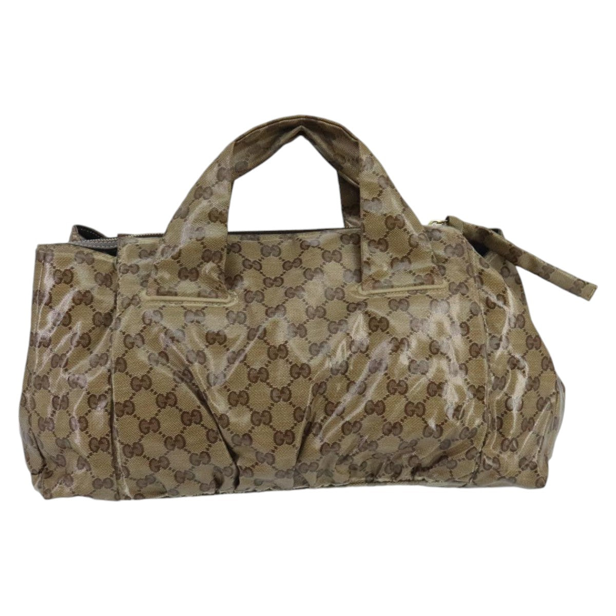 GUCCI GG Crystal Hand Bag Beige Gold 197020 Auth hk1740