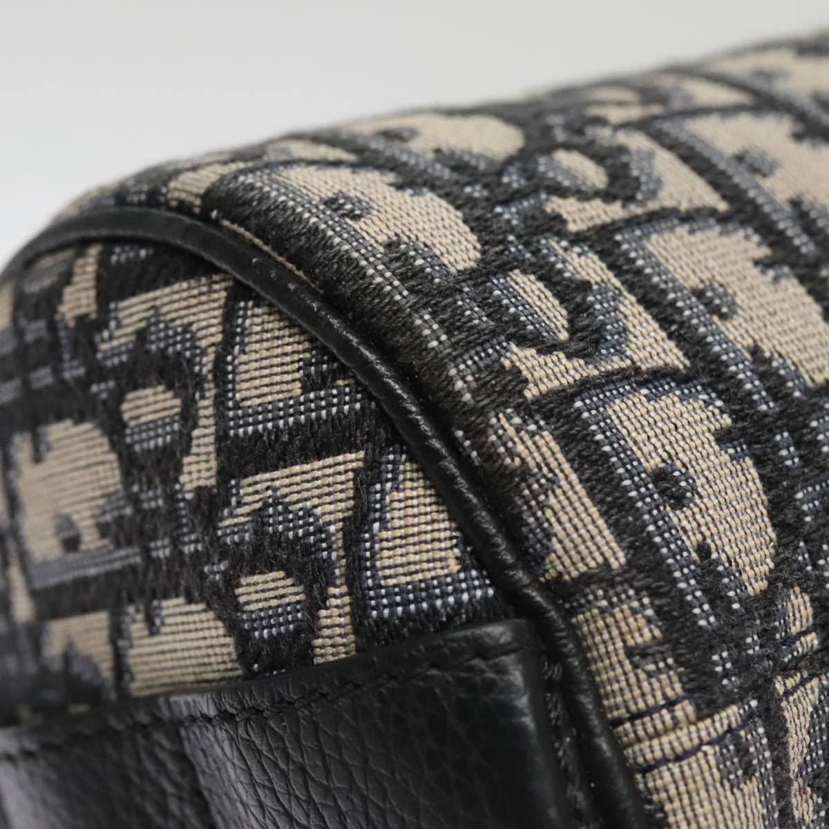 Christian Dior Trotter Canvas Oblique Shoulder Bag Blue Auth hk1747V