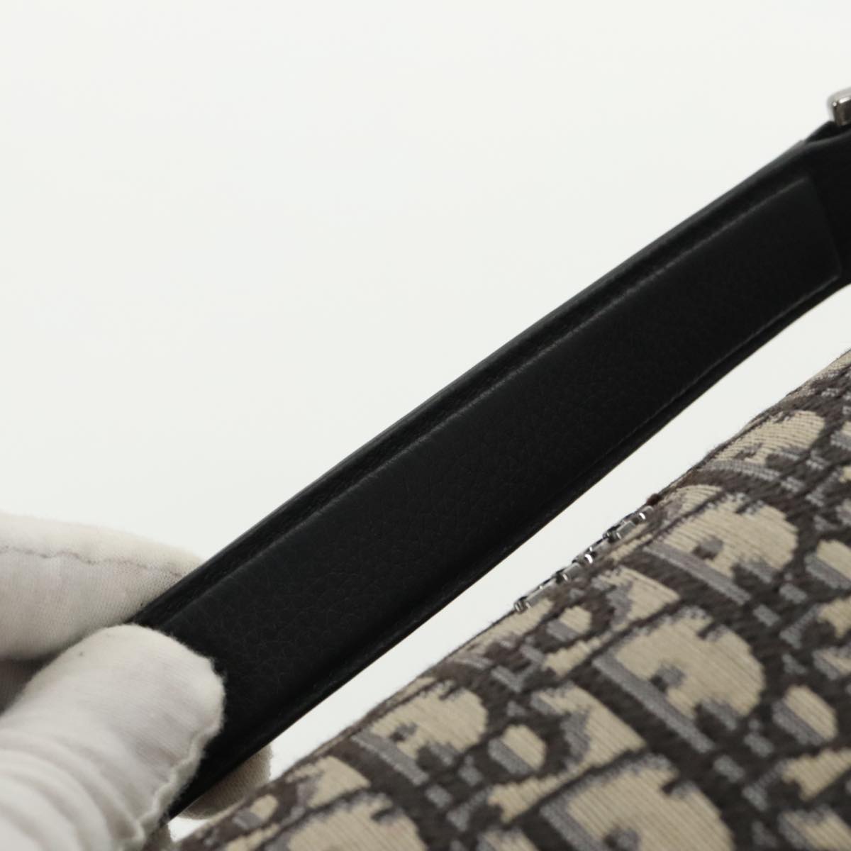 Christian Dior Trotter Canvas Oblique Shoulder Bag Blue Auth hk1747V