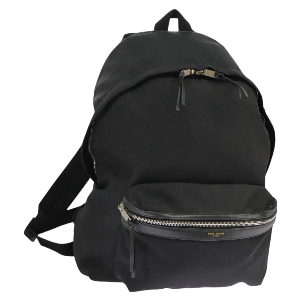 SAINT LAURENT Backpack Canvas Black Silver Auth hk1759