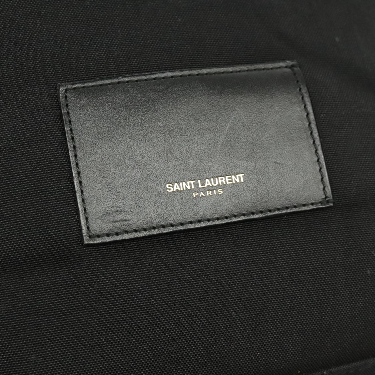 SAINT LAURENT Backpack Canvas Black Silver Auth hk1759