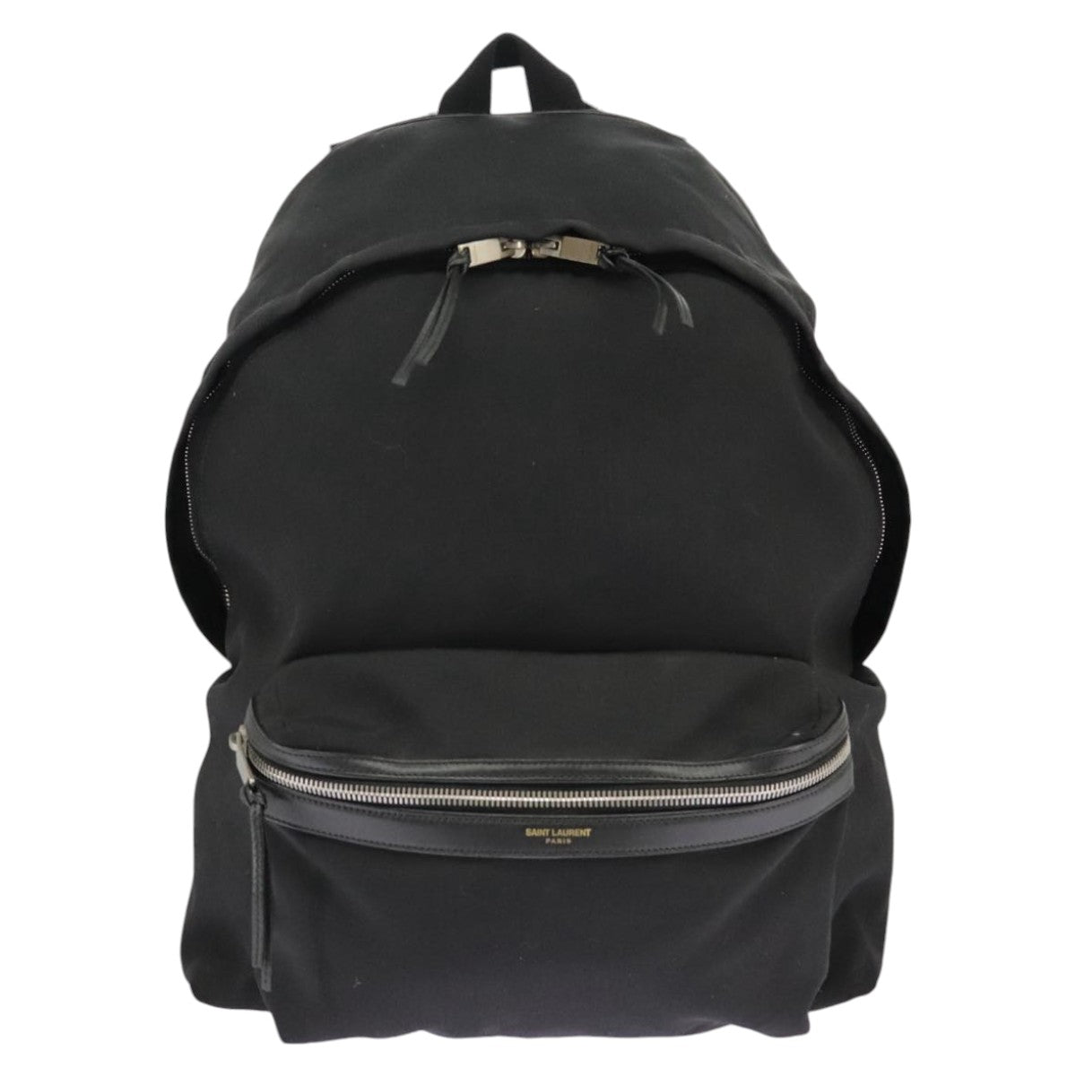 SAINT LAURENT Backpack Canvas Black Silver Auth hk1759