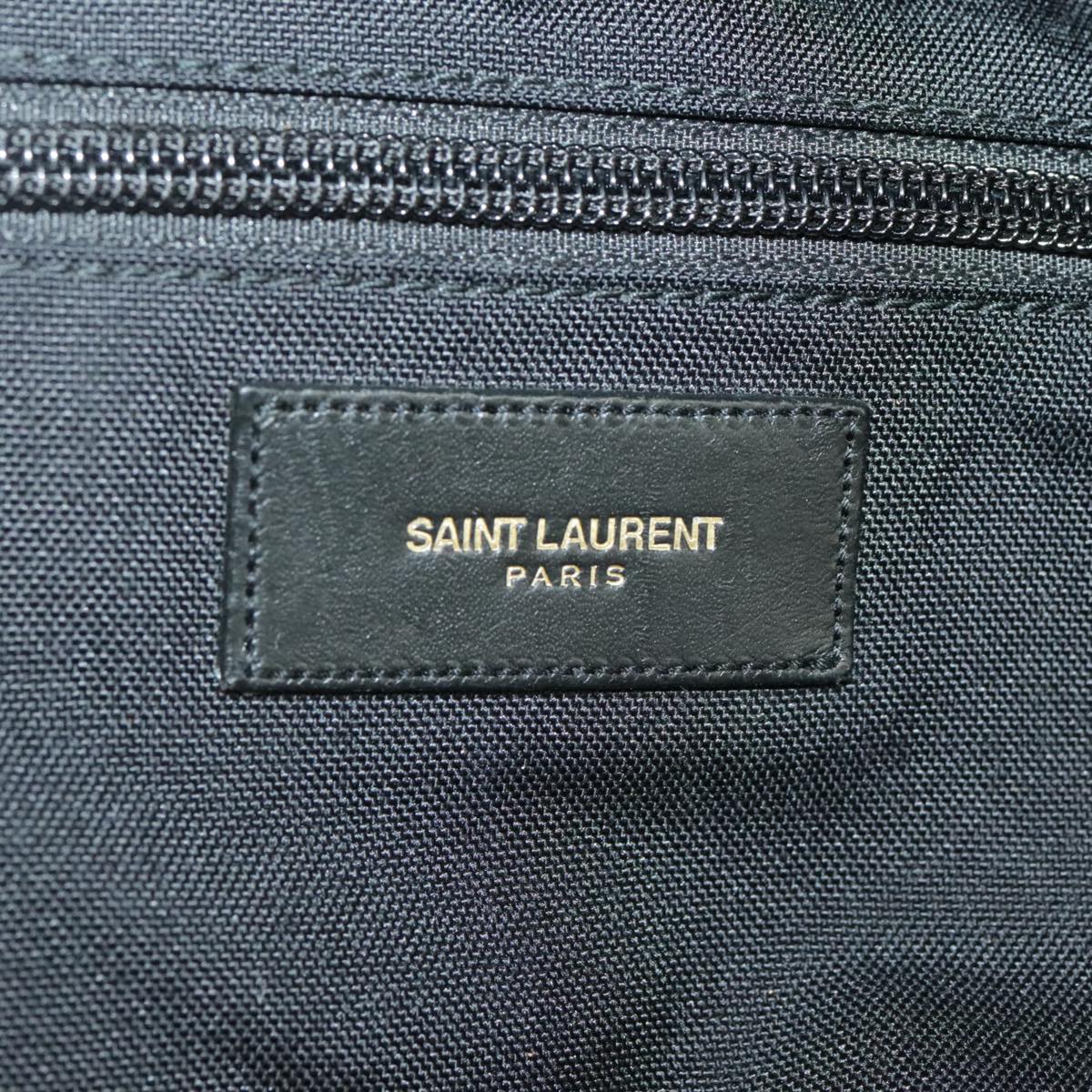 SAINT LAURENT Backpack Canvas Black Silver Auth hk1759