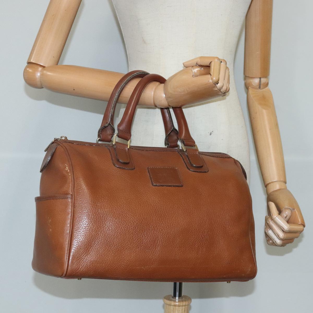 Burberrys Hand Bag Leather Brown Auth hk1792