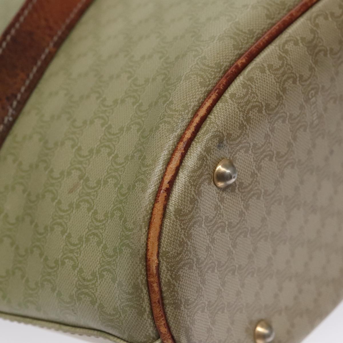 CELINE Macadam Canvas Tote Bag Beige Auth hk1872