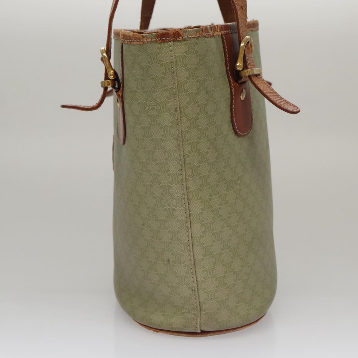 CELINE Macadam Canvas Tote Bag Beige Auth hk1872