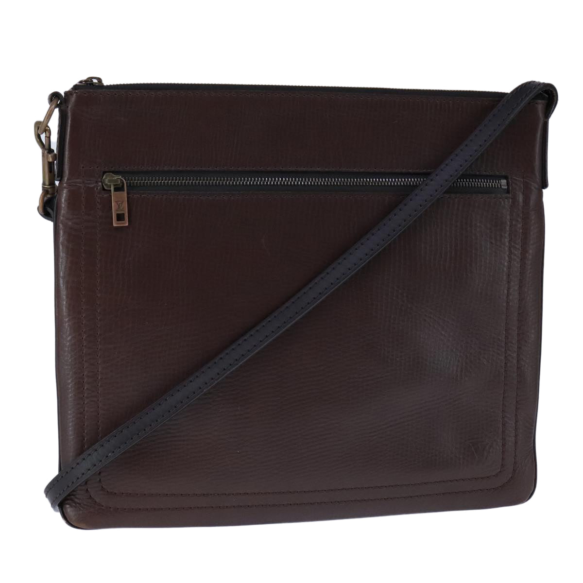 LOUIS VUITTON Utah Shawnee MM Shoulder Bag Leather Brown M93453 LV Auth hk1878