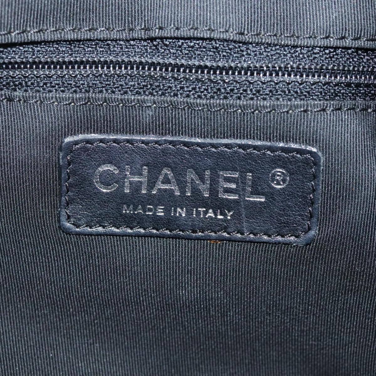 CHANEL V Stitch Hand Bag Leather Black Silver CC Auth hk1897V