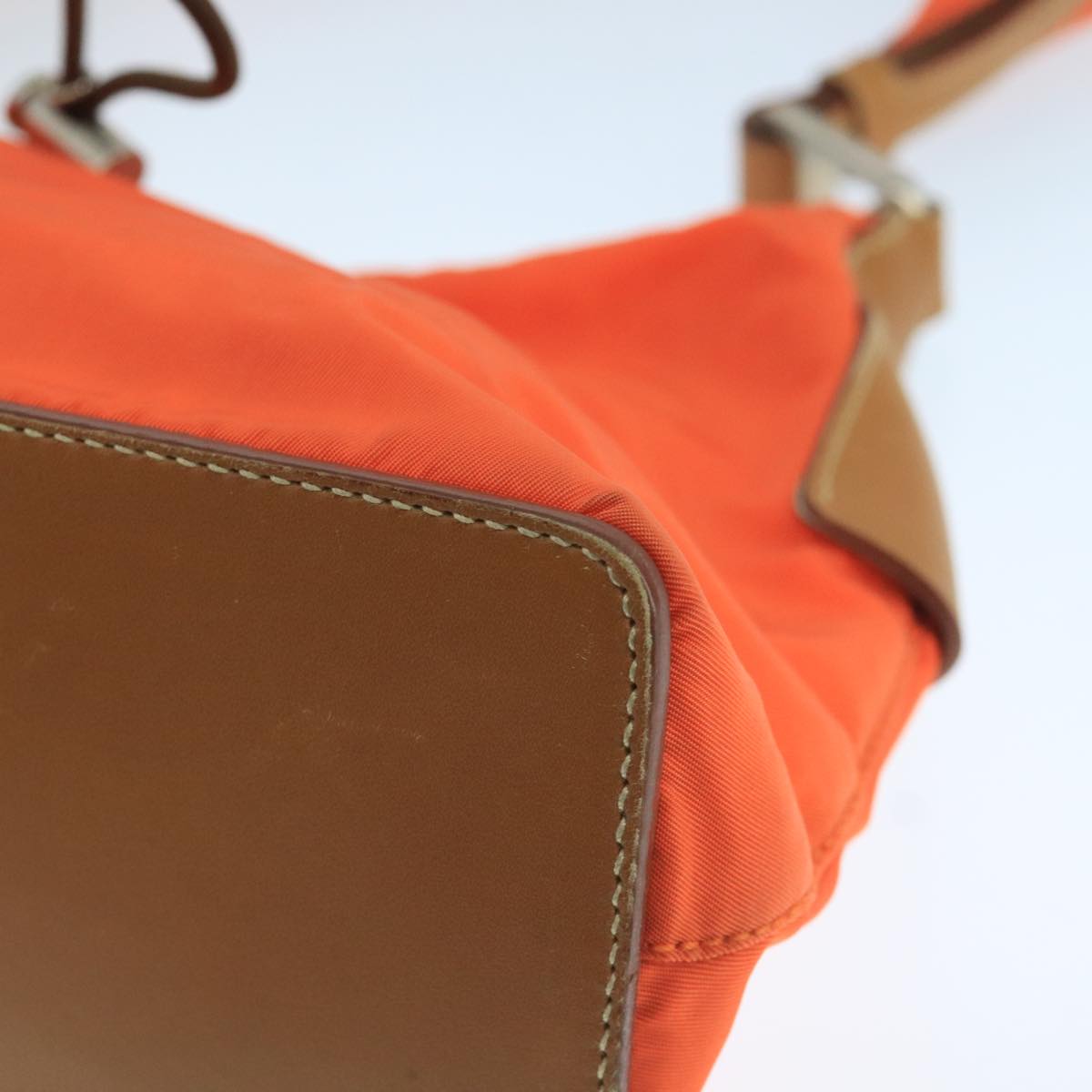 PRADA Shoulder Bag Nylon Orange Silver Auth hk1901V