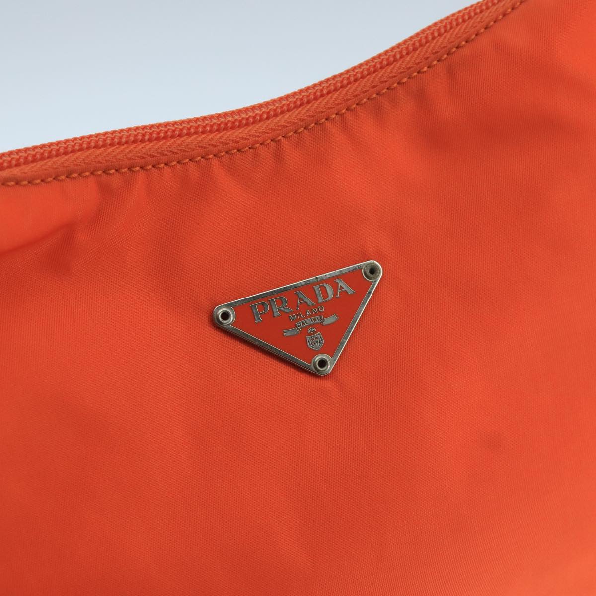 PRADA Shoulder Bag Nylon Orange Silver Auth hk1901V
