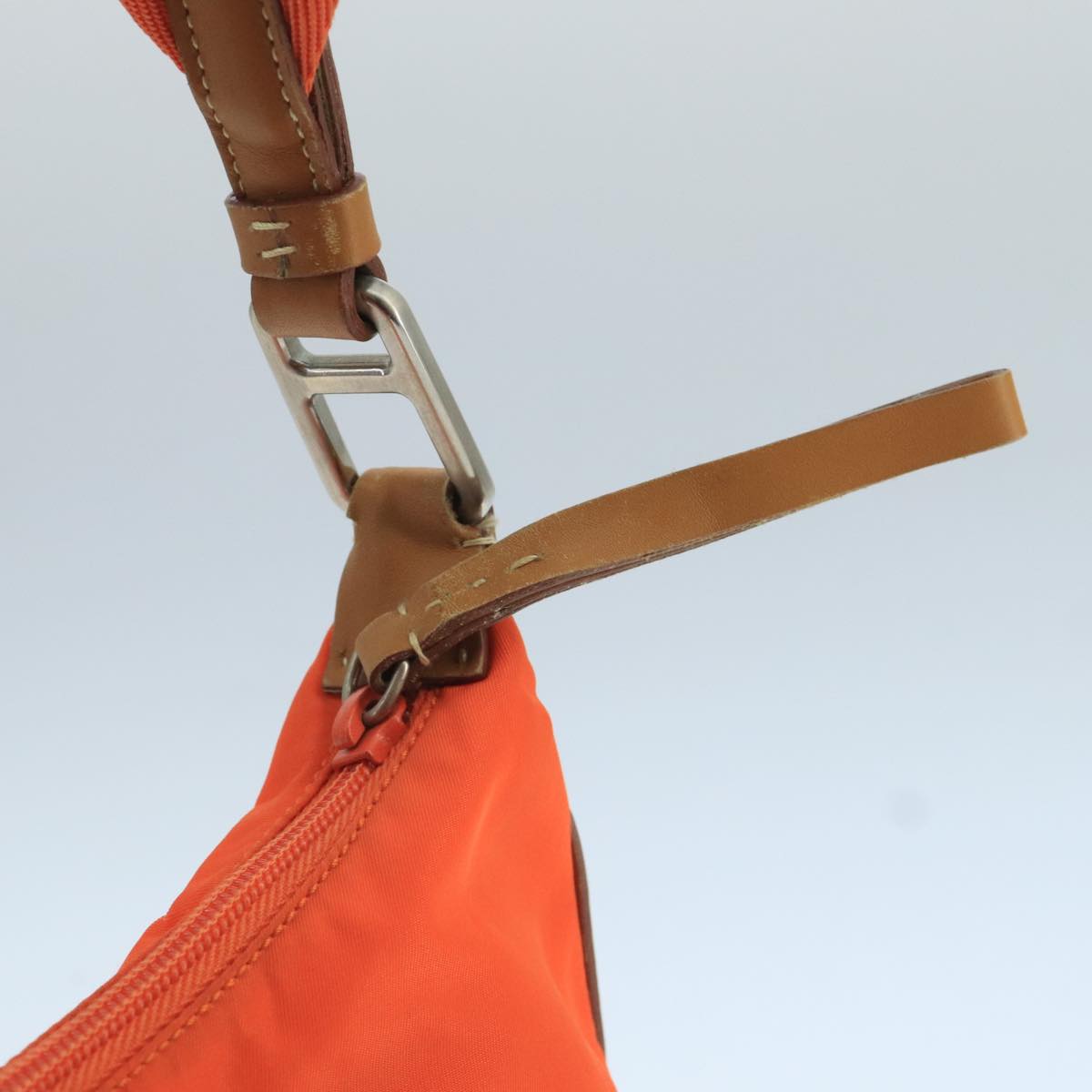PRADA Shoulder Bag Nylon Orange Silver Auth hk1901V