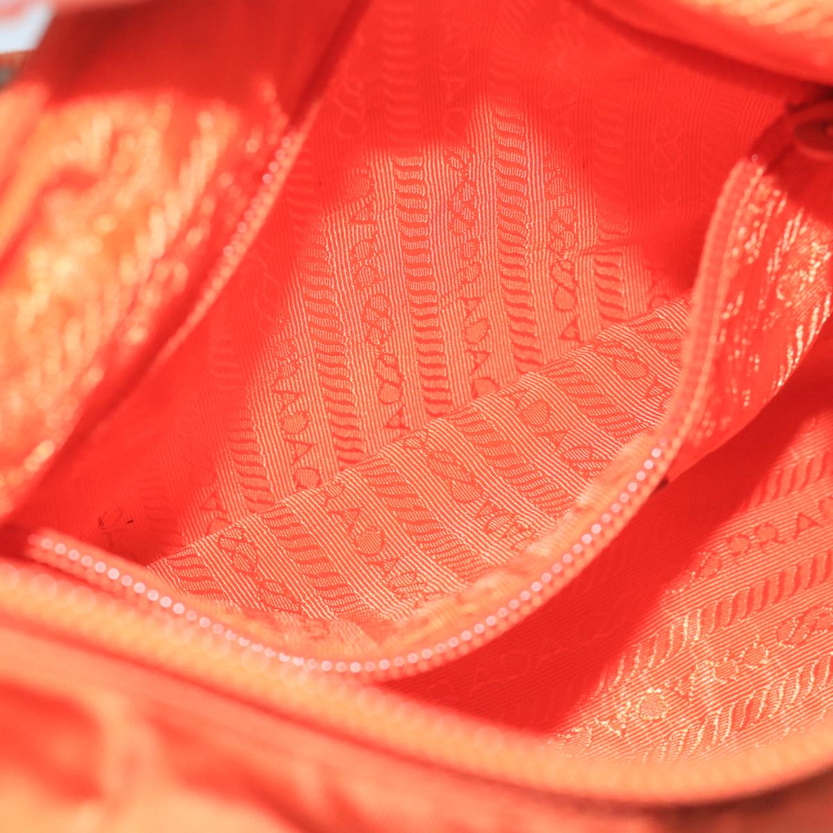 PRADA Shoulder Bag Nylon Orange Silver Auth hk1901V
