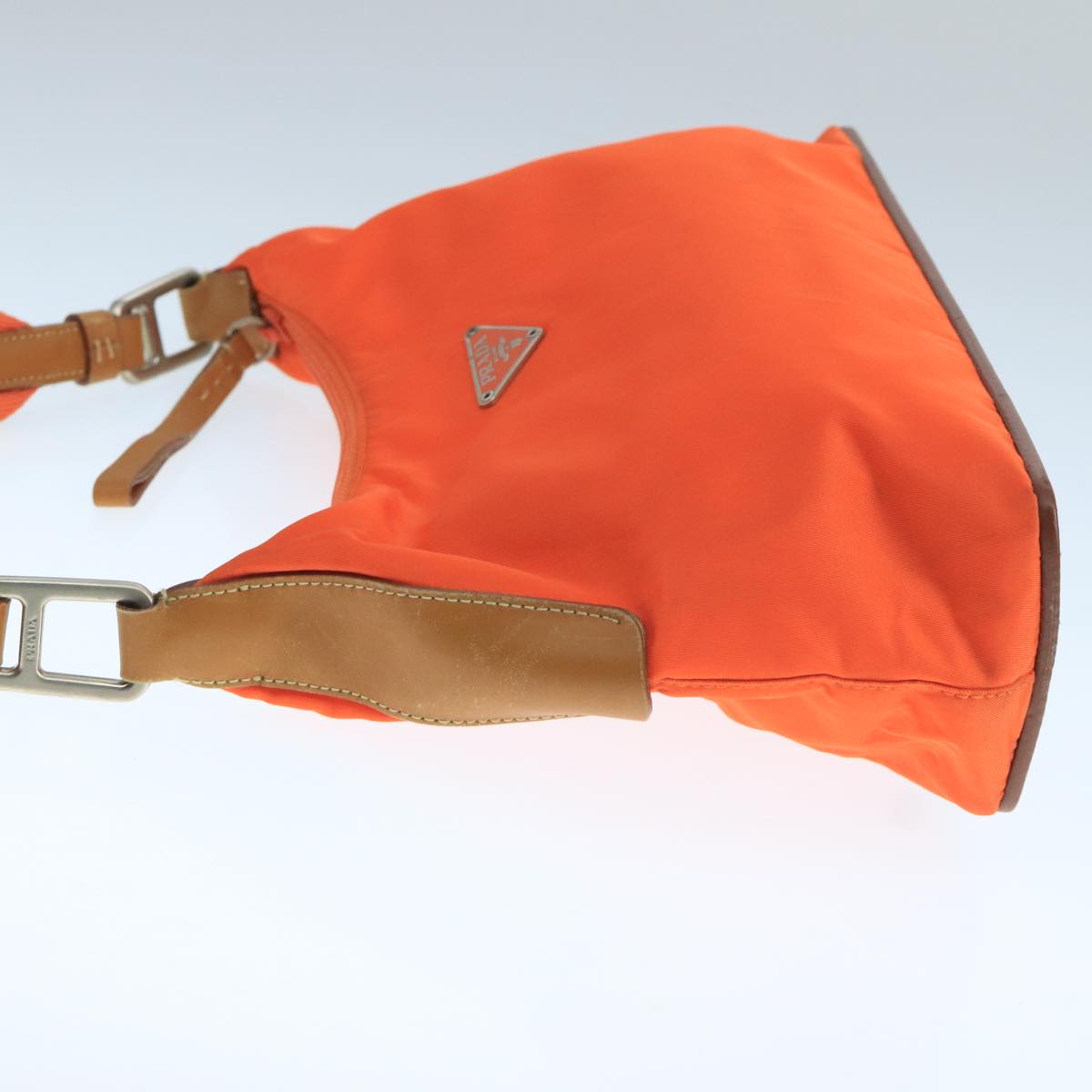 PRADA Shoulder Bag Nylon Orange Silver Auth hk1901V