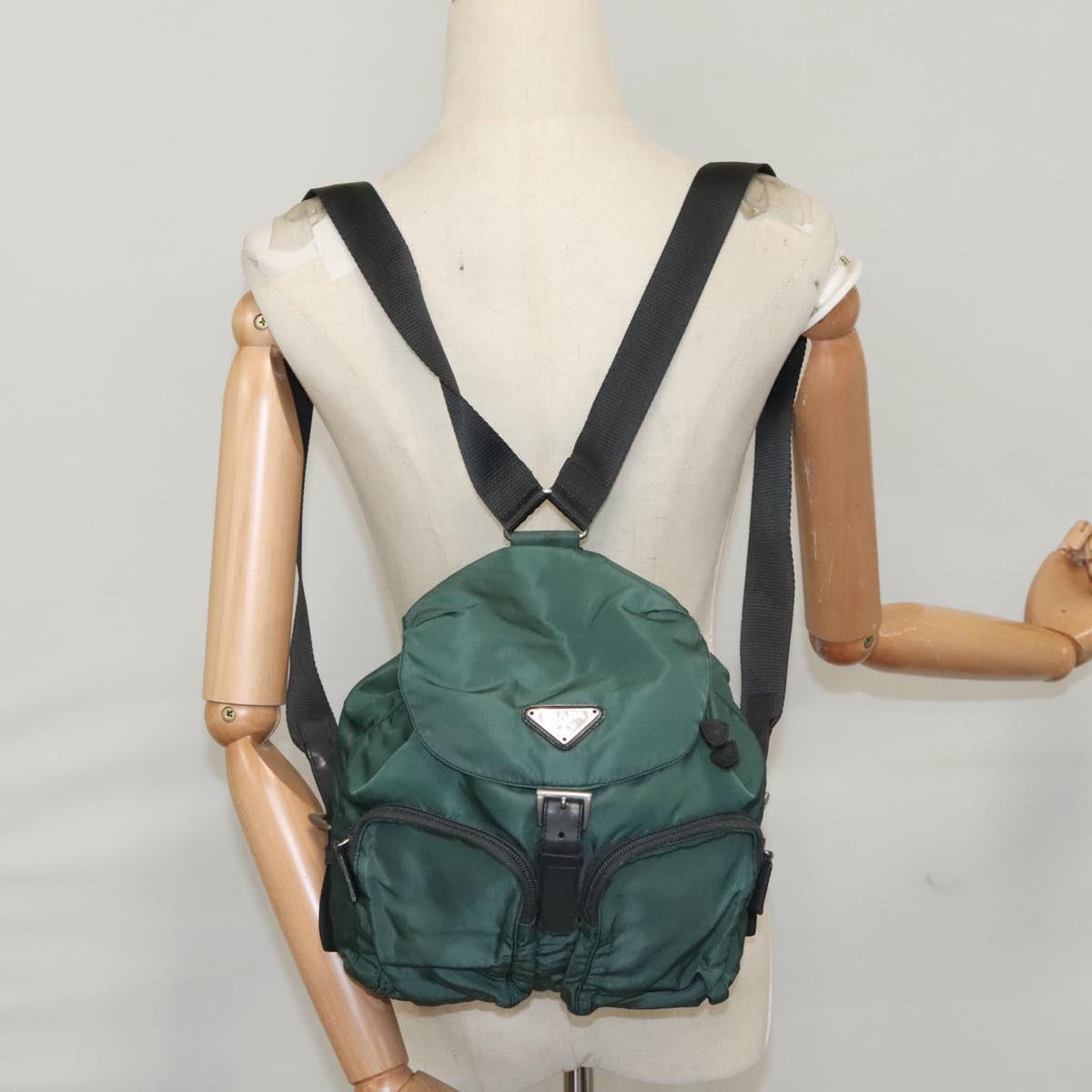 PRADA Backpack Nylon Green Auth hk1902