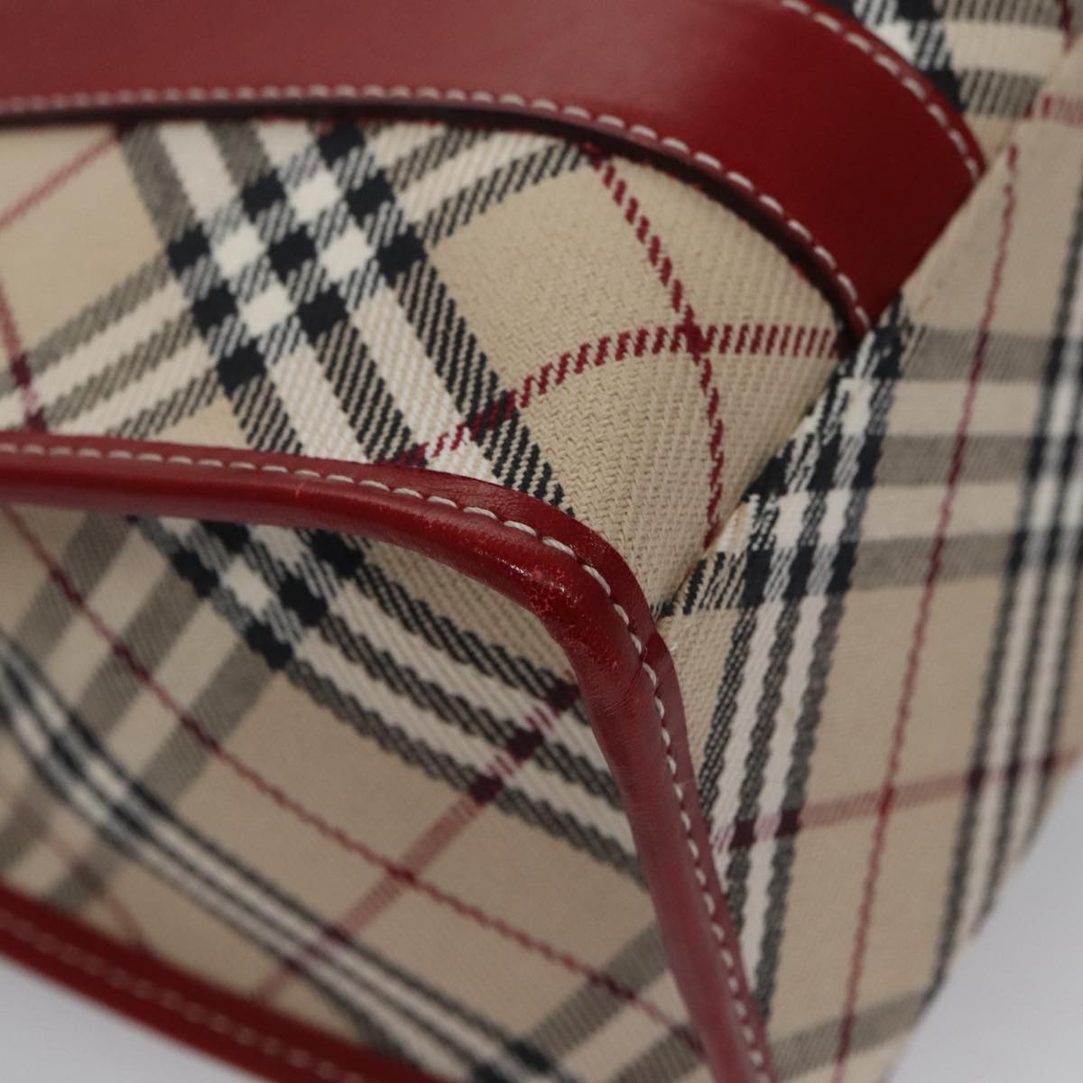 BURBERRY Blue Label Nova Check Tote Bag Canvas Red Beige Auth hk1956