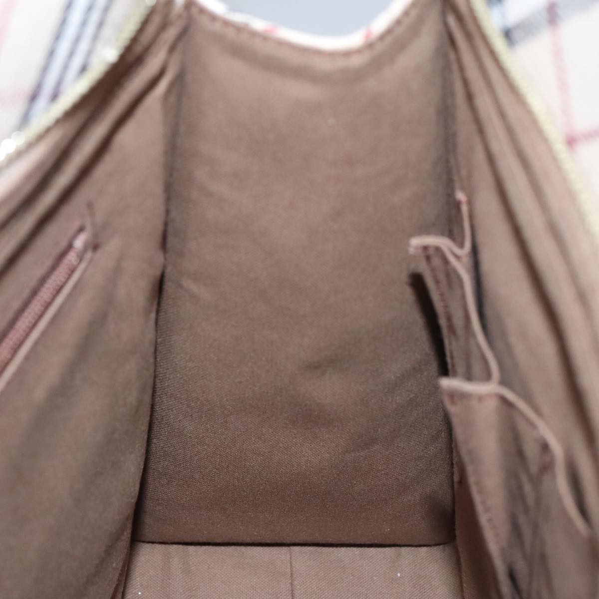 BURBERRY Blue Label Nova Check Tote Bag Canvas Red Beige Auth hk1956