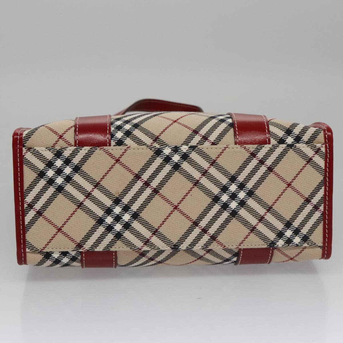 BURBERRY Blue Label Nova Check Tote Bag Canvas Red Beige Auth hk1956