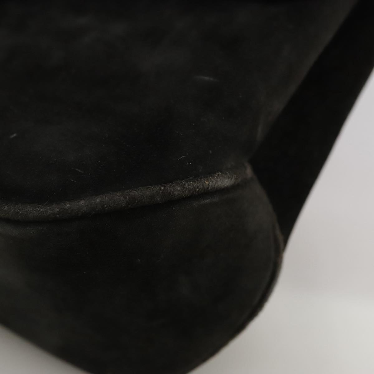 Salvatore Ferragamo Shoulder Bag Suede Black Auth hk1963