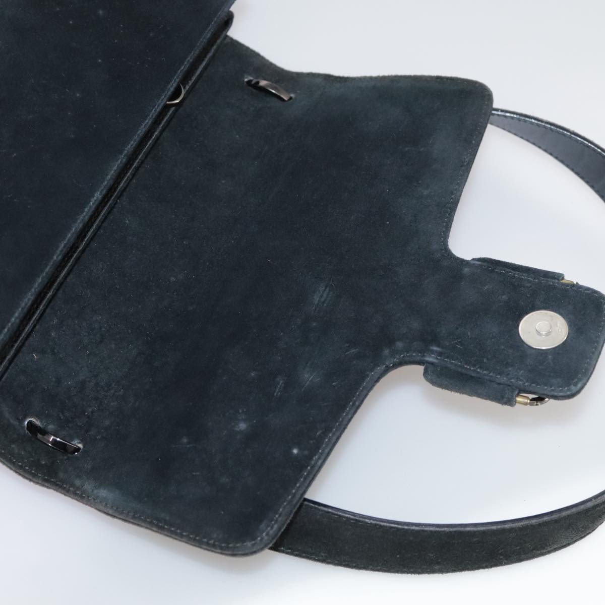 Salvatore Ferragamo Shoulder Bag Suede Black Auth hk1963