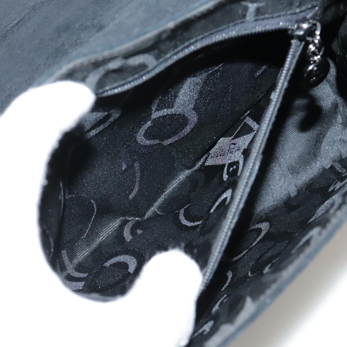 Salvatore Ferragamo Shoulder Bag Suede Black Auth hk1963