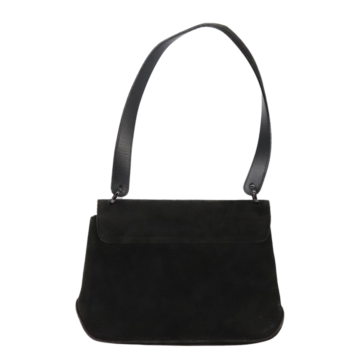Salvatore Ferragamo Shoulder Bag Suede Black Auth hk1963