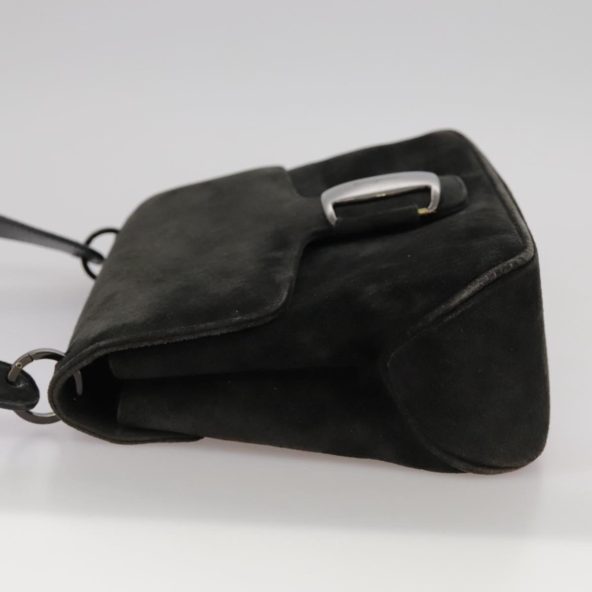 Salvatore Ferragamo Shoulder Bag Suede Black Auth hk1963