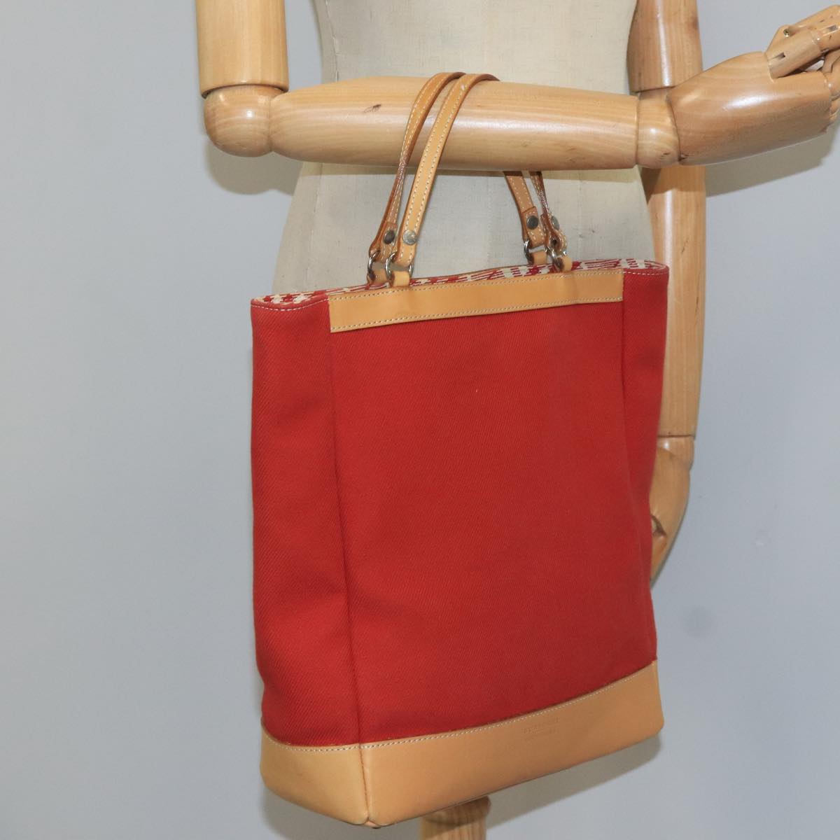 BURBERRY Blue Label Tote Bag Canvas Red Auth hk1973
