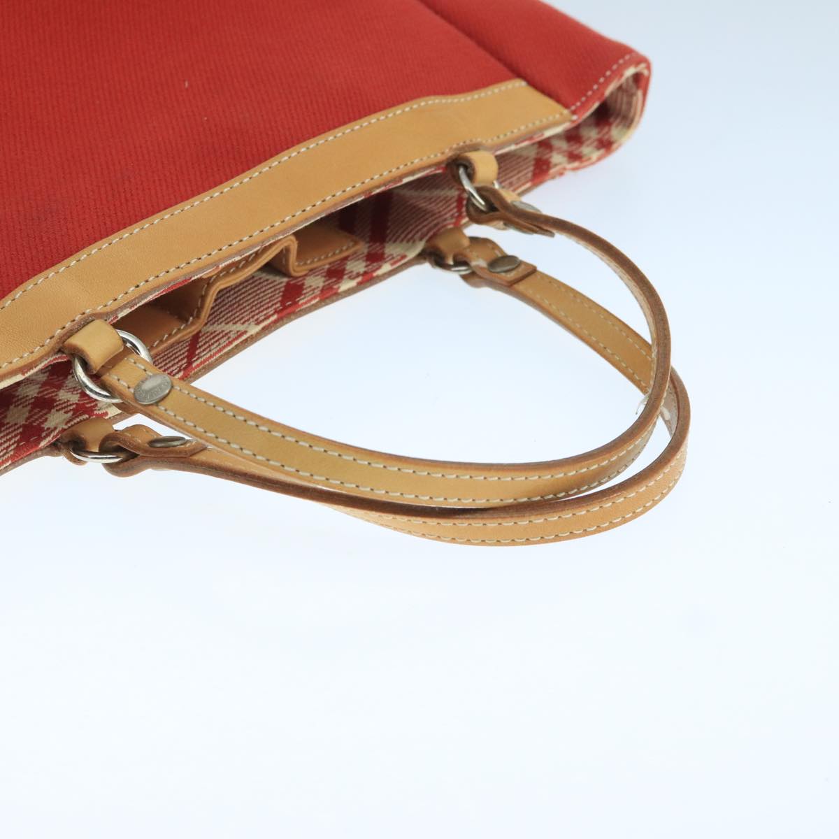 BURBERRY Blue Label Tote Bag Canvas Red Auth hk1973