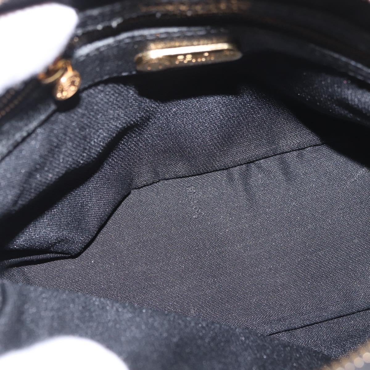 FENDI Hand Bag Leather 2way Black Gold Auth hk1976