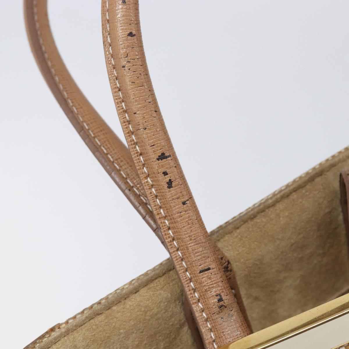 FENDI To joule Hand Bag Canvas 2way Gold Beige Auth hk1977