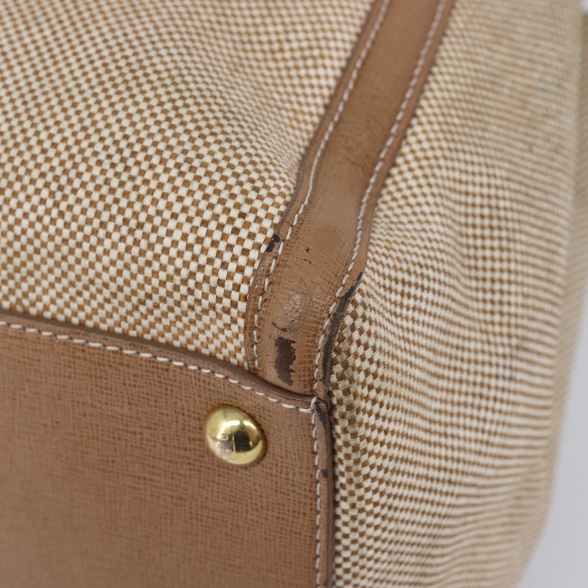 FENDI To joule Hand Bag Canvas 2way Gold Beige Auth hk1977