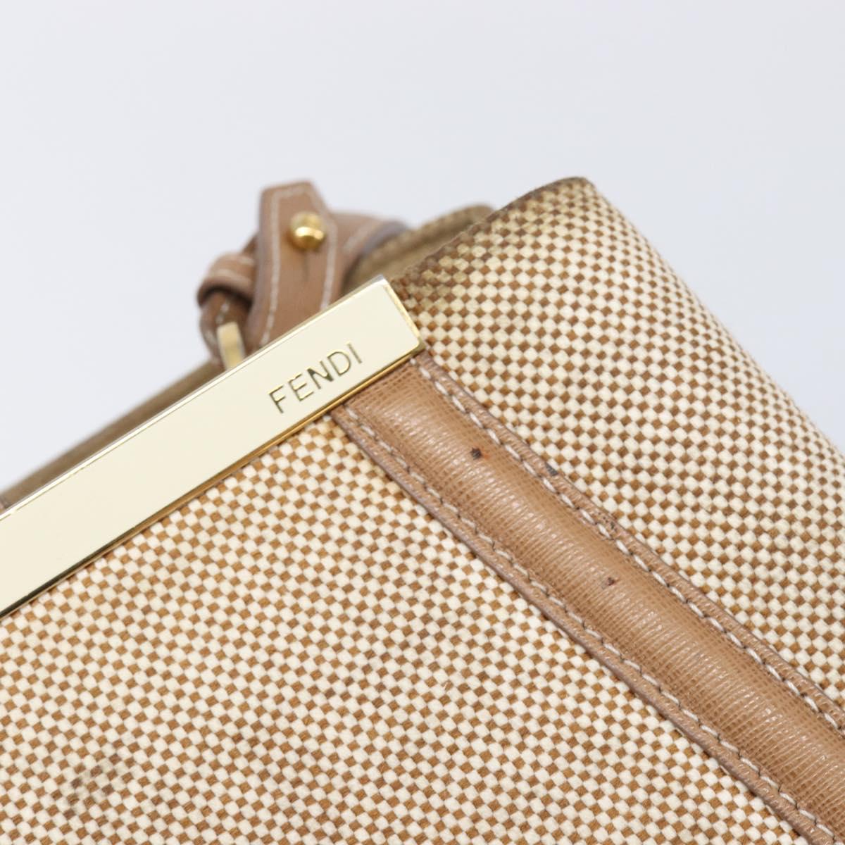 FENDI To joule Hand Bag Canvas 2way Gold Beige Auth hk1977