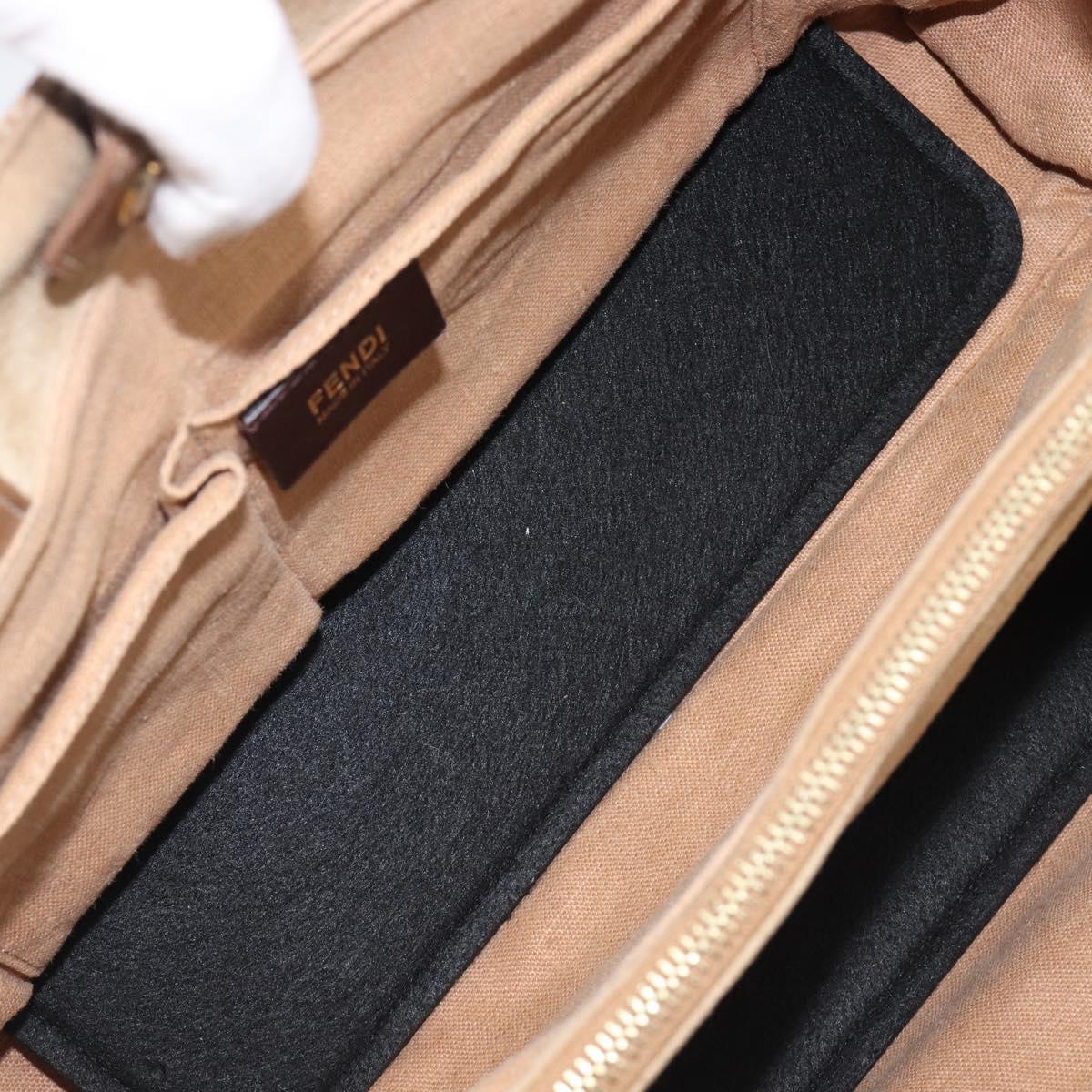 FENDI To joule Hand Bag Canvas 2way Gold Beige Auth hk1977