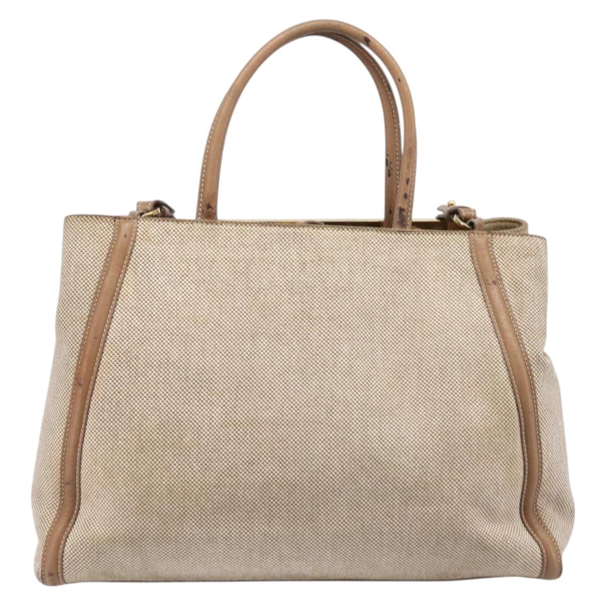 FENDI To joule Hand Bag Canvas 2way Gold Beige Auth hk1977